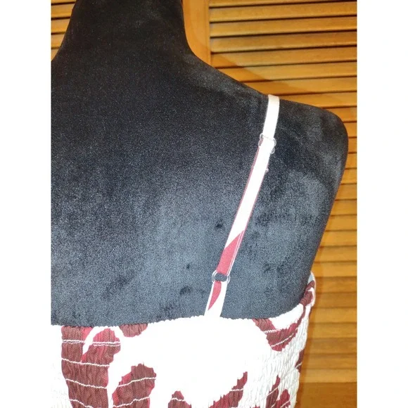 Cassee's Maxi Dress Women Lrg. (L) White Burgundy NWT Cotton Scroll Print BU8440 - Picture 9 of 12